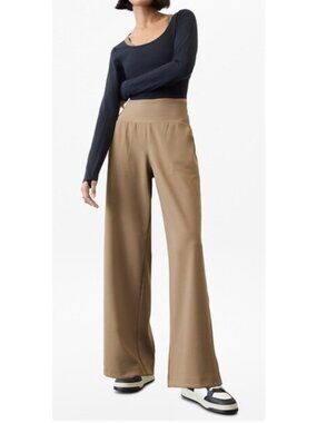 Athleta Women's Sz Medium Tan Venice High Rise Wide Leg Pant